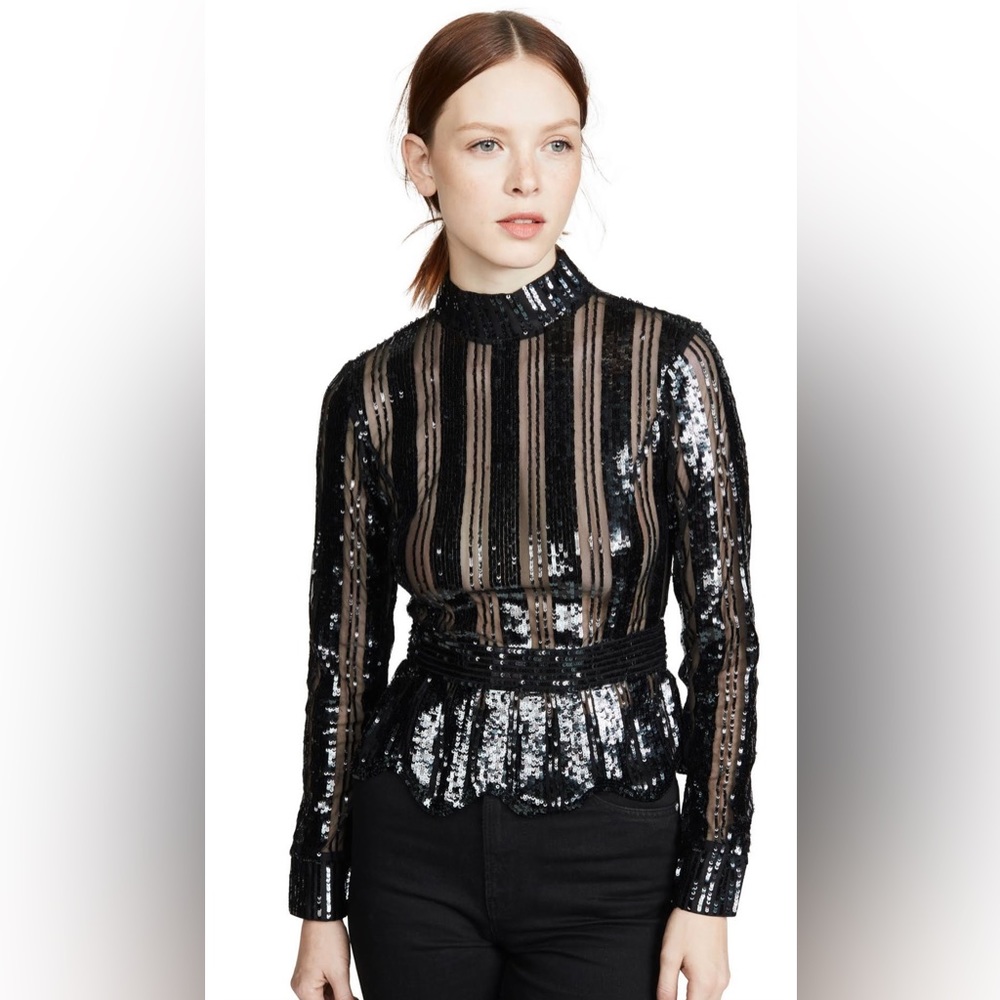 Derek Lam 10 Crosby Mock Neck Sequin Top NWT